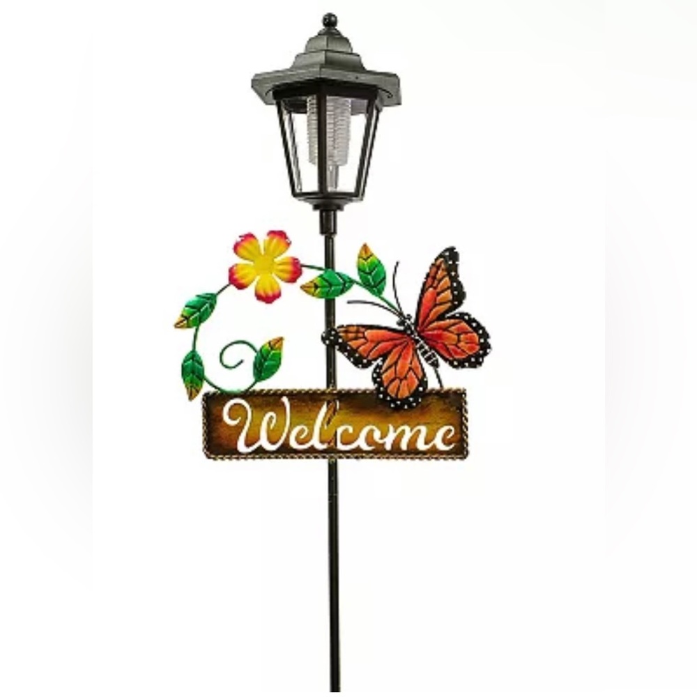 Crosslight Solar LED Butterfly Welcome Outdoor Garden Stake New